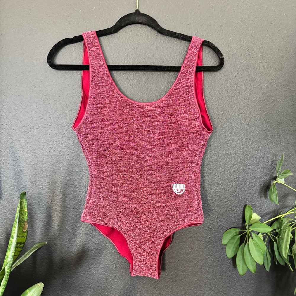Chiara Ferragni Pink Sparkle Bodysuit/Swimsuit